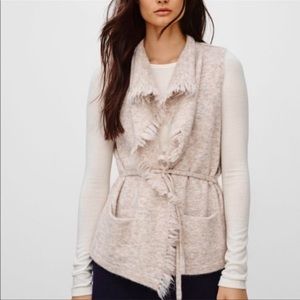 Aritzia Wilfred Free Fei Fei Vest Fringe Wool Alpaca Belted Cardigan Vest